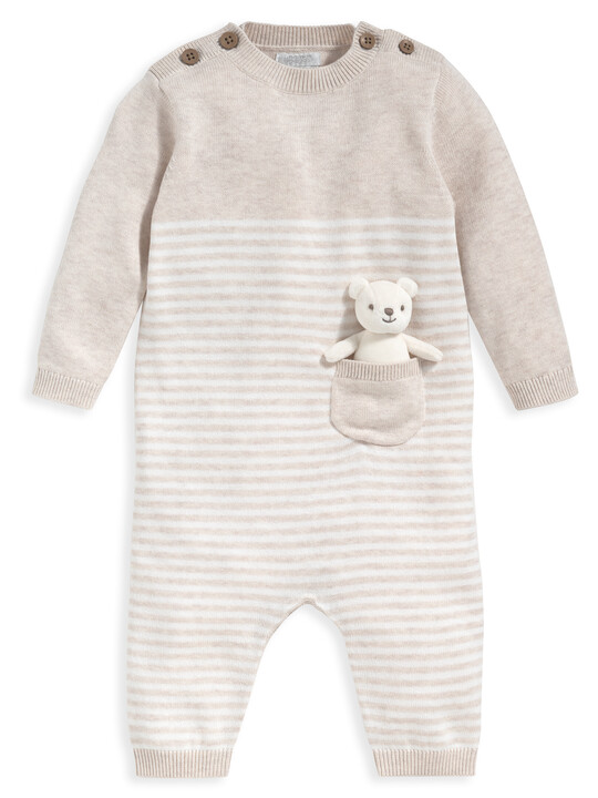 Knit Romper With Bear image number 1
