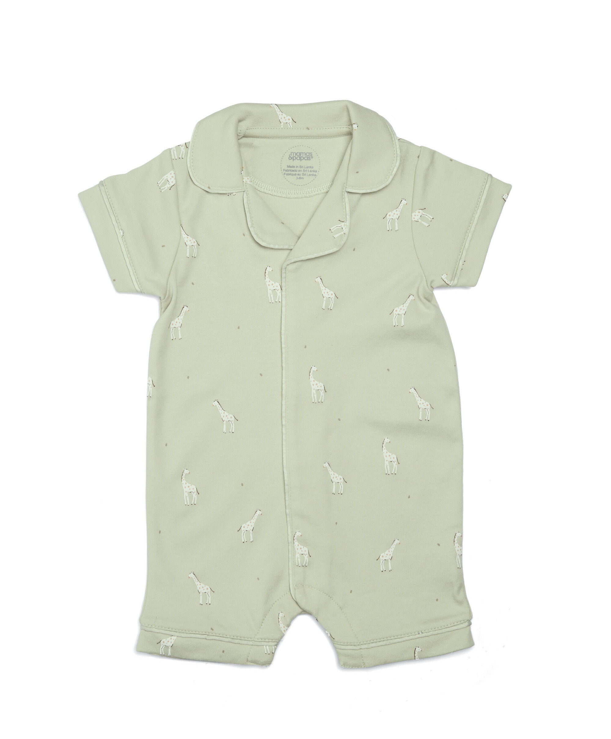 Giraffe Print Collar Pyjama Romper - Green image number 1