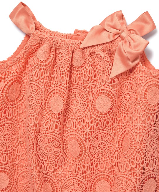 Lace Romper Coral image number 3