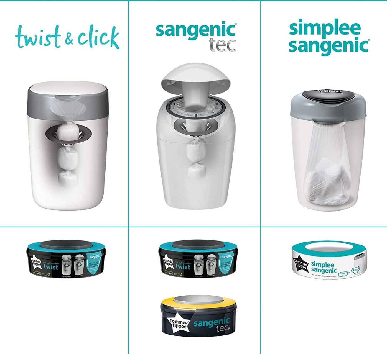 Tippee Sangenic Tec Tommee Tippee Twist And Click Refill Asda