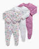 3 Pack Girls Dino Sleepsuits image number 1