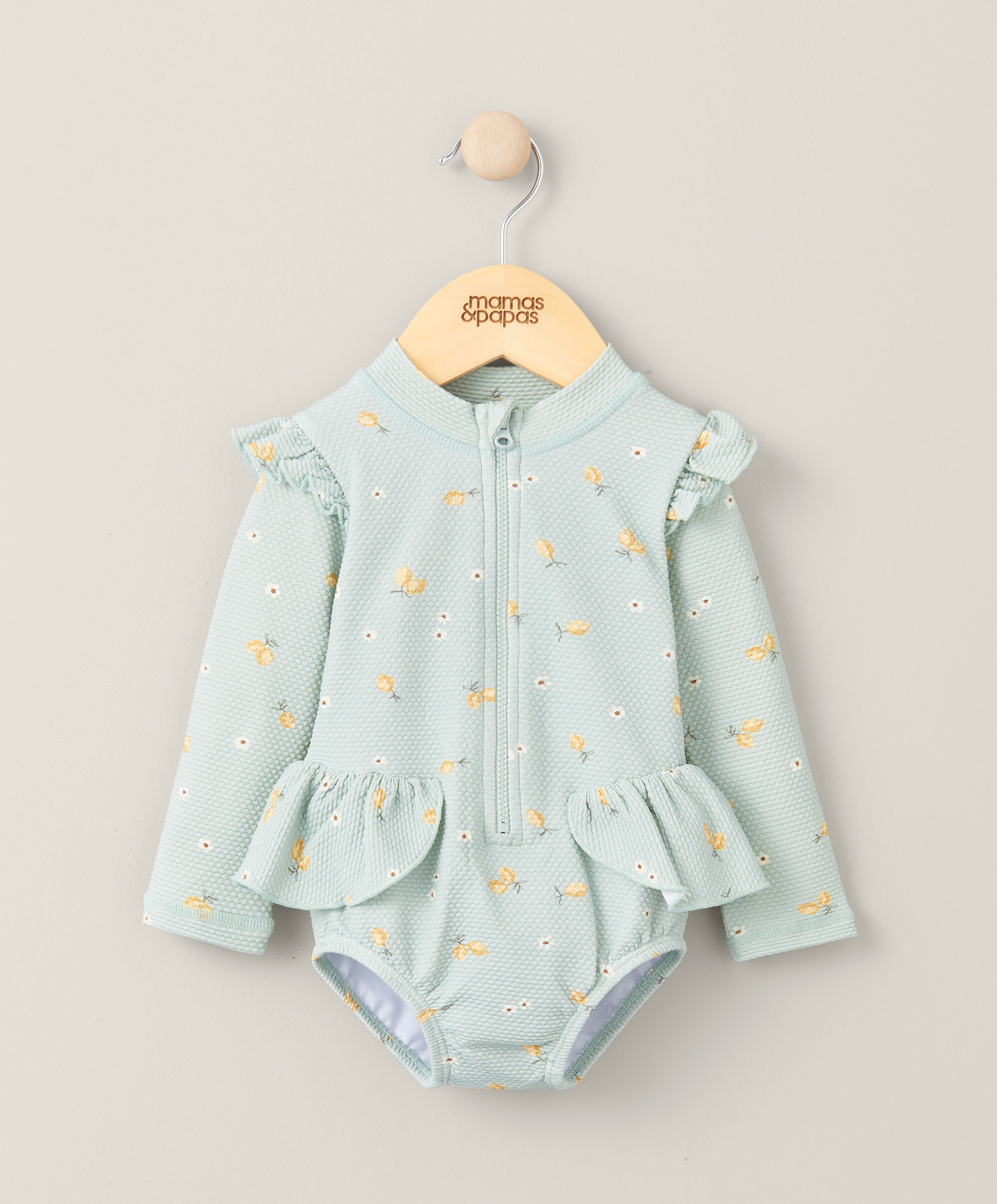 Long Sleeve Frill Swimwuit - Pink