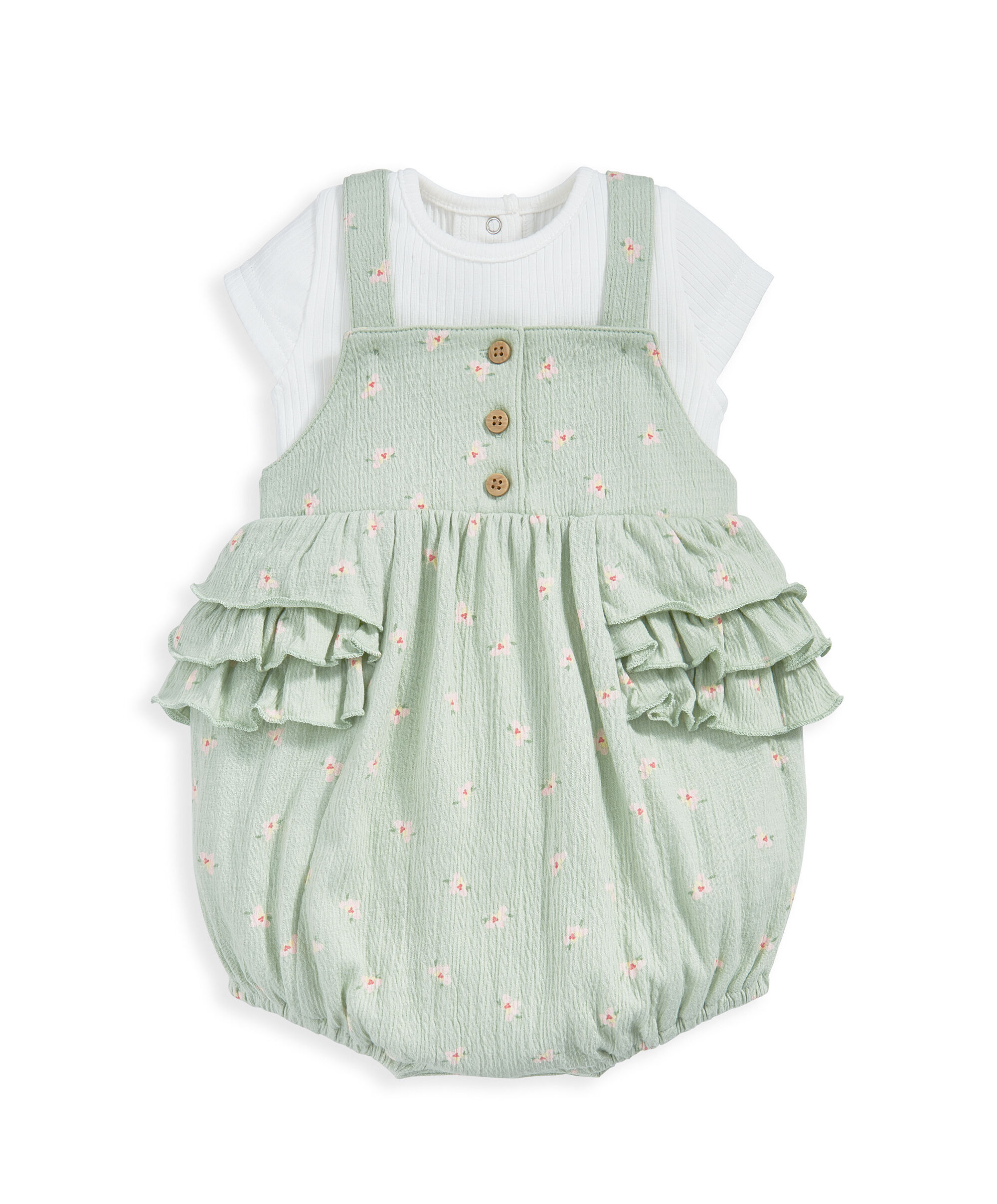 2 Piece Hibiscus Bodysuit & Shortie Romper image number 2