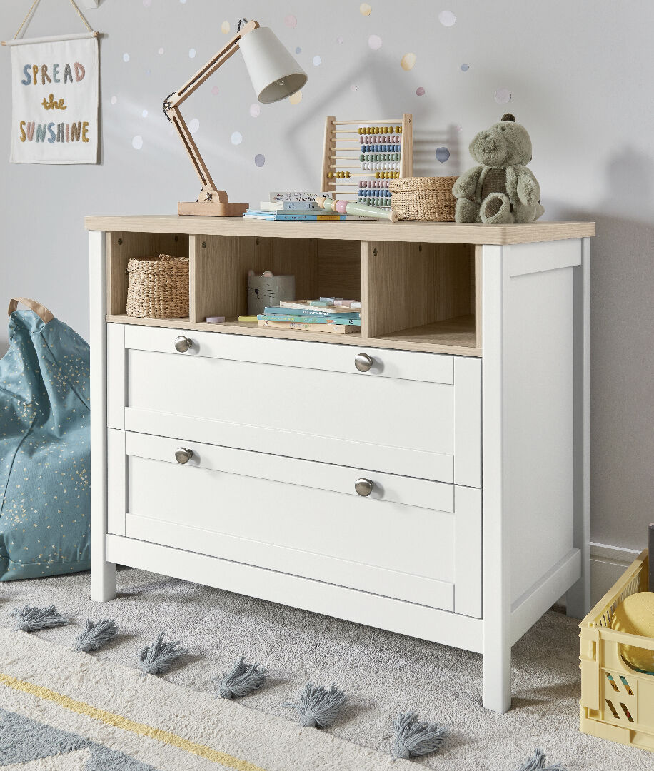 Harwell 2 Piece Cotbed with Dresser Changer Set - White image number 3
