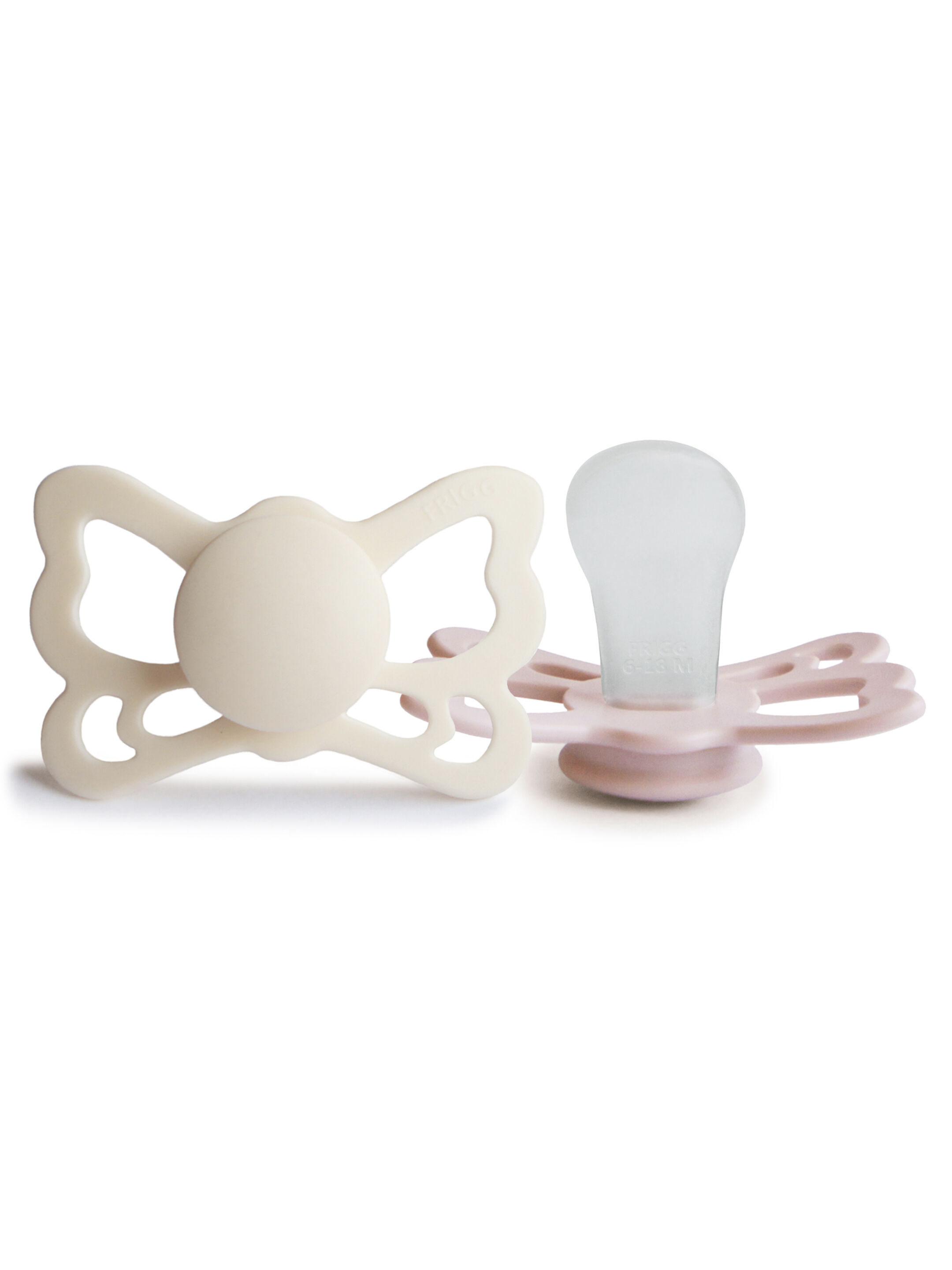 FRIGG Butterfly Anatomical Silicone Baby Pacifier 0-6M 2-Pack Cream/Blush - Size 1 image number 1