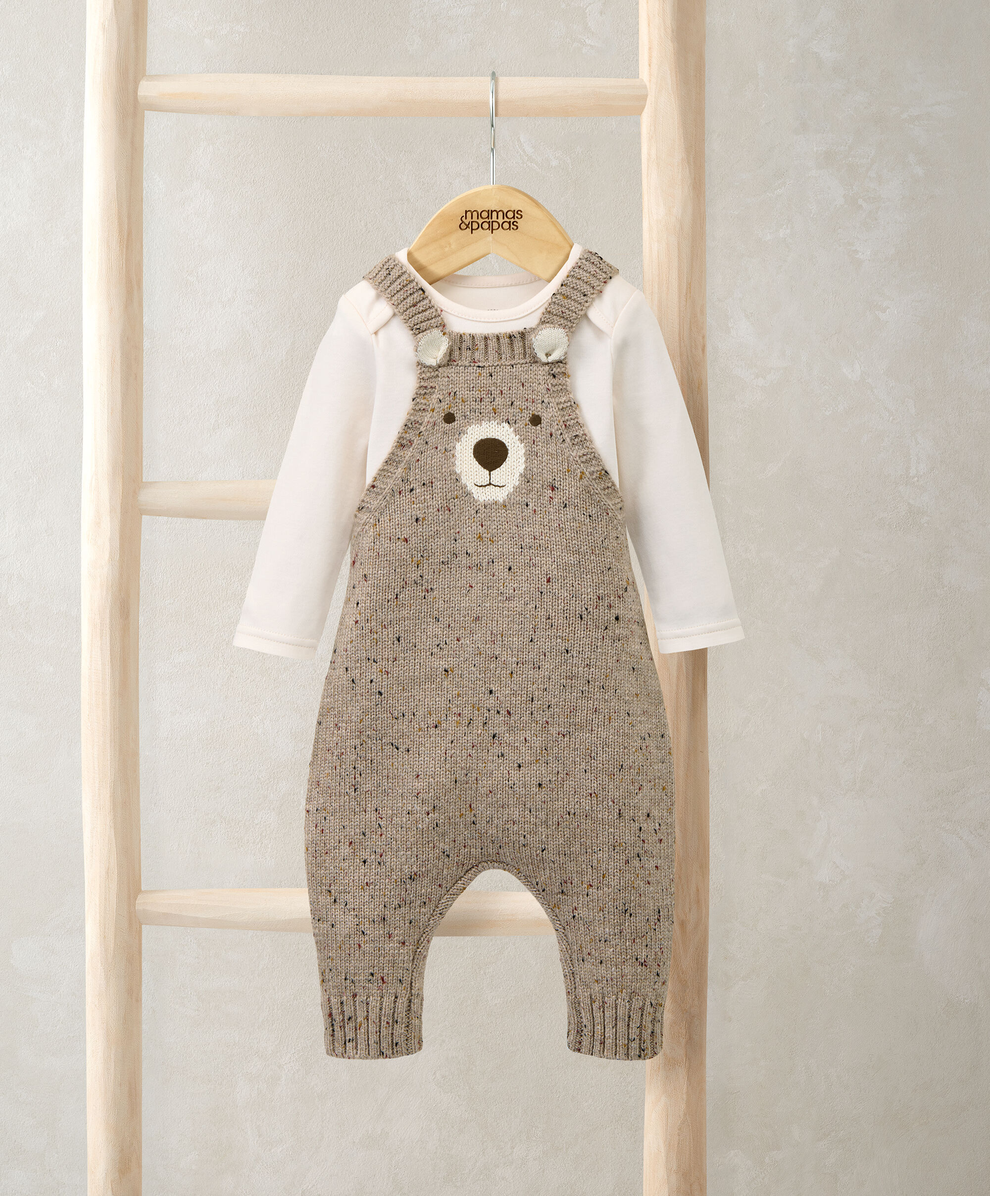 Knitted Bear Dungarees & Bodysuit Set (2 Pieces) image number 1