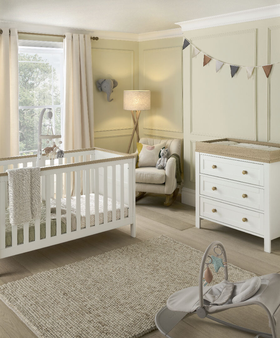 Wedmore 2 Piece CotBed with Dresser Changer - White/Oak image number 1