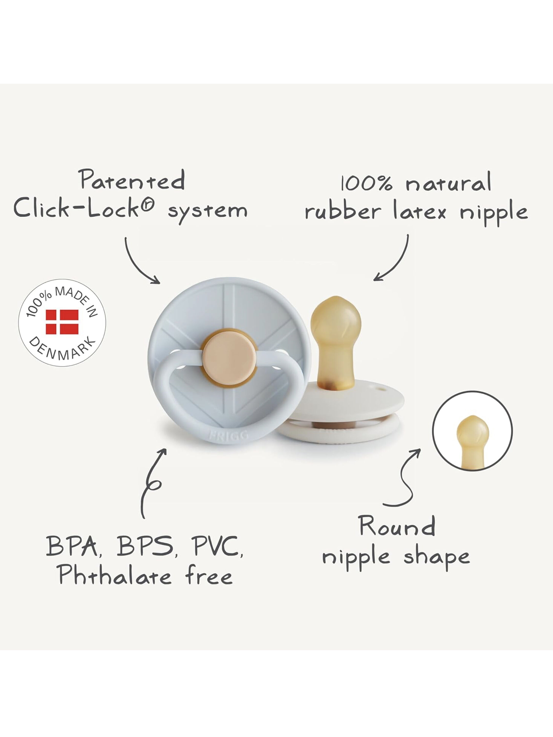 FRIGG Little Viking Latex Baby Pacifier 0-6M 2-Pack Ocean View/Cream - Size 1 image number 8