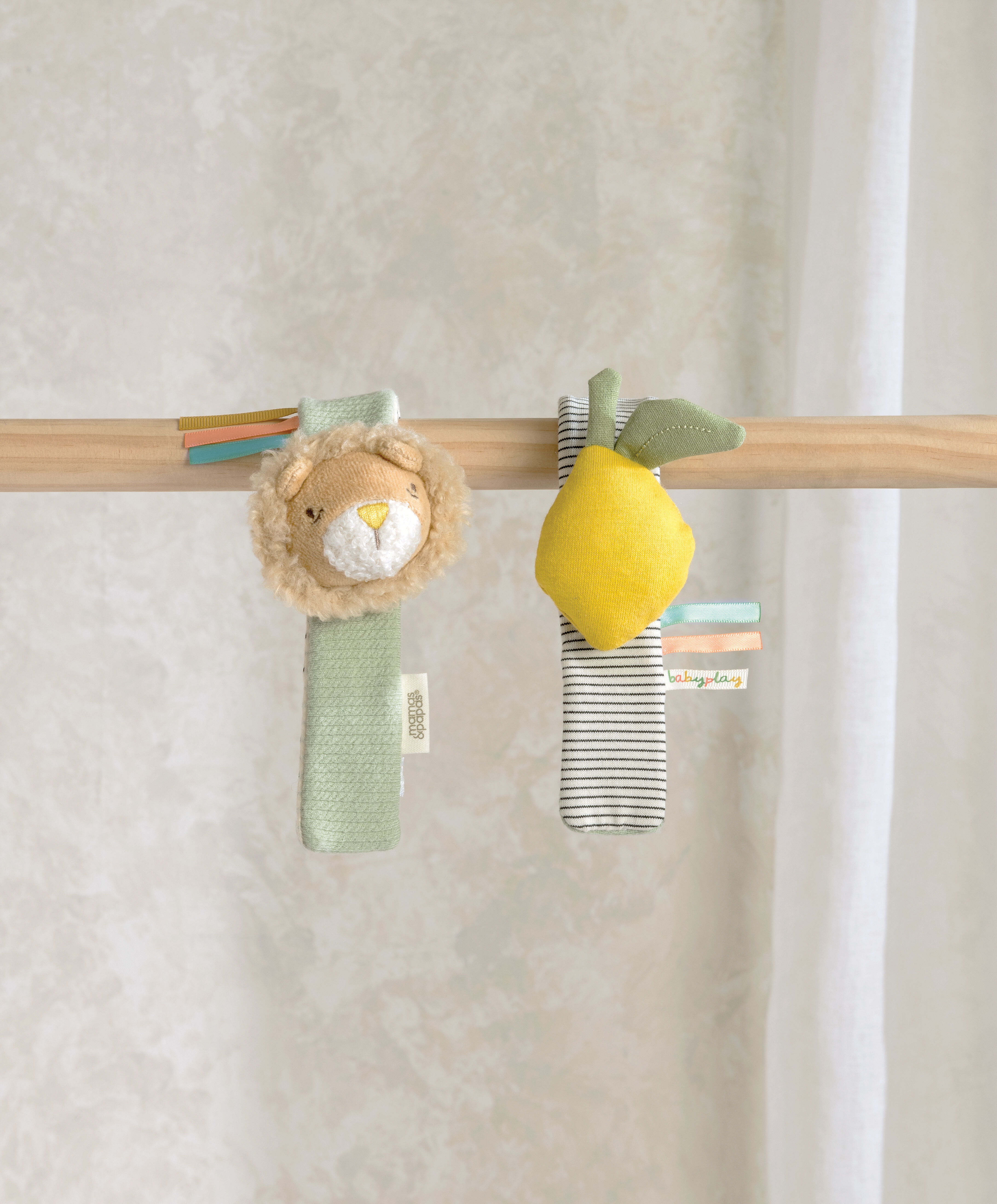 2PK Wrist Rattle - Lion/lemon