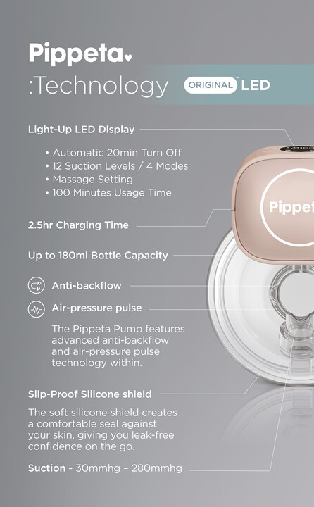 Pippeta Led Wearable Hands Free Breast Pump Ash Rose image number 4