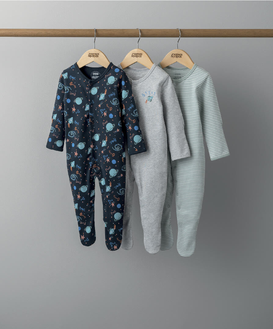3 Pack ABC Blast Off Sleepsuits