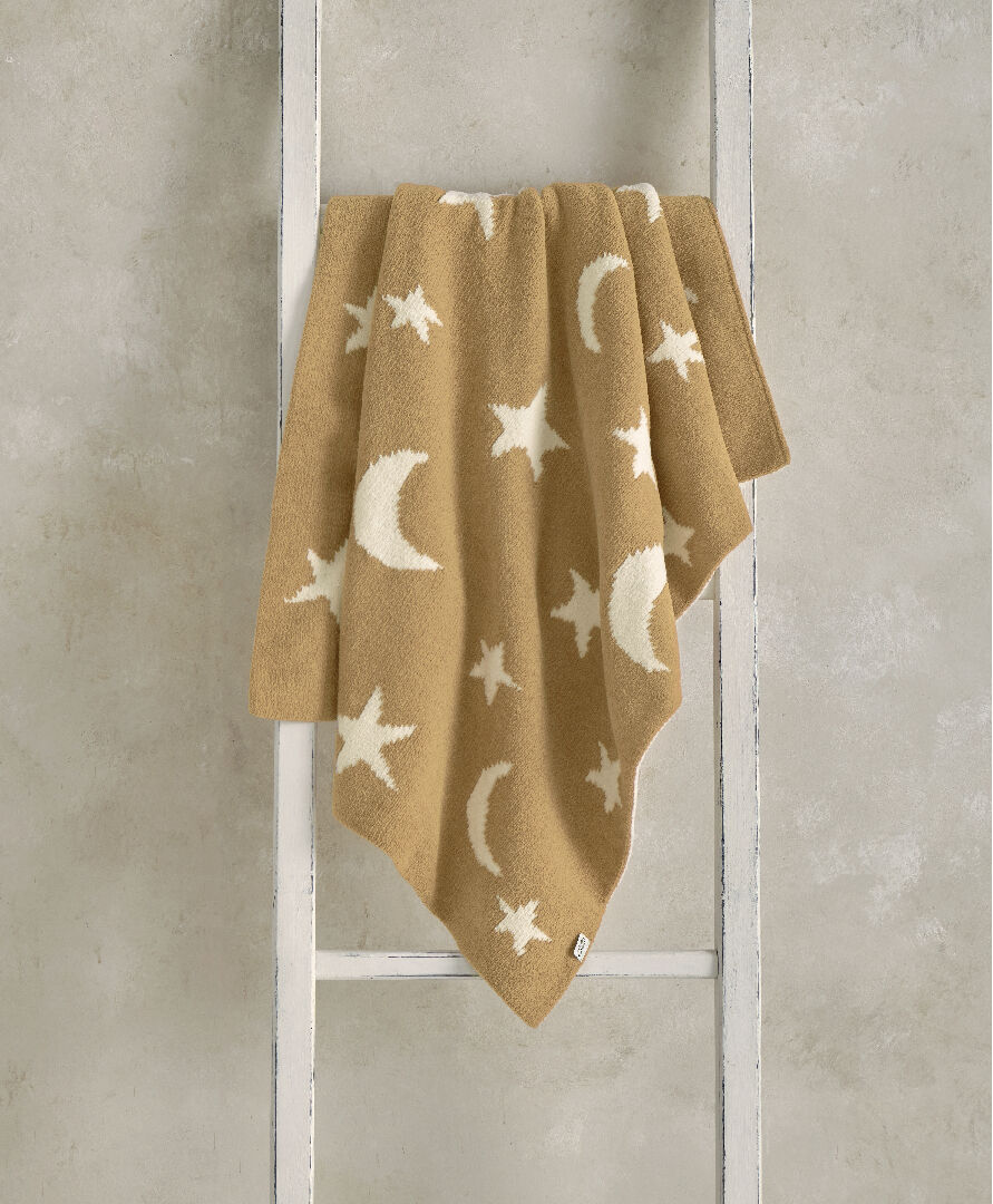 Chenille Blanket - Mustard Moon/Star