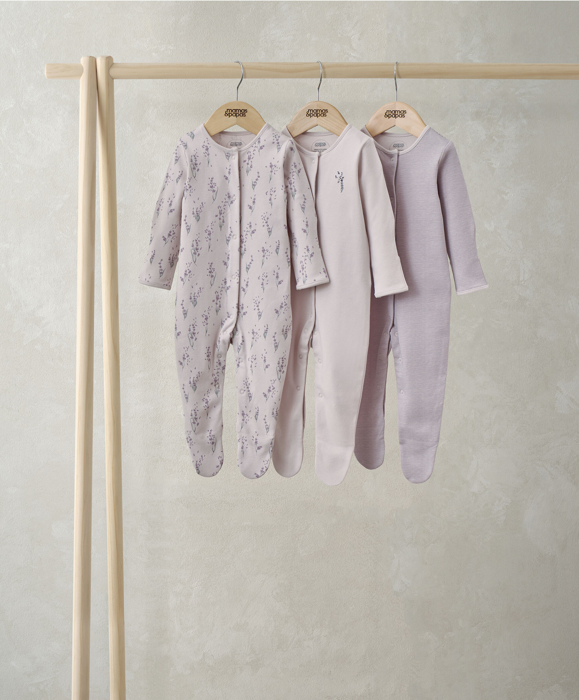 Lavendar Sleepsuits (Pack of 3)  image number 1