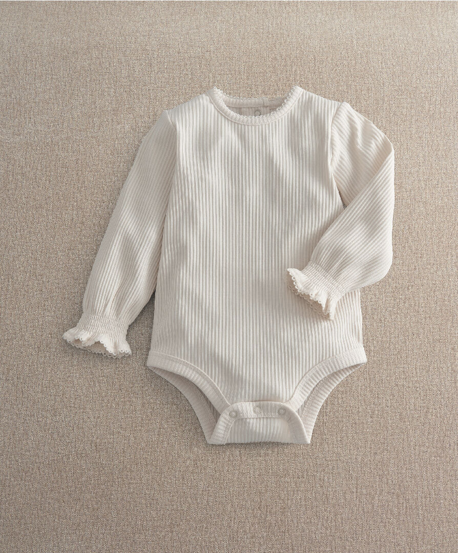Cream Picot Trim Bodysuit image number 1