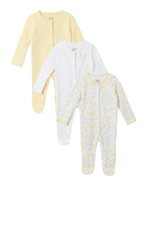 3Pack of  YELLOW FLRL Sleepsuits image number 1