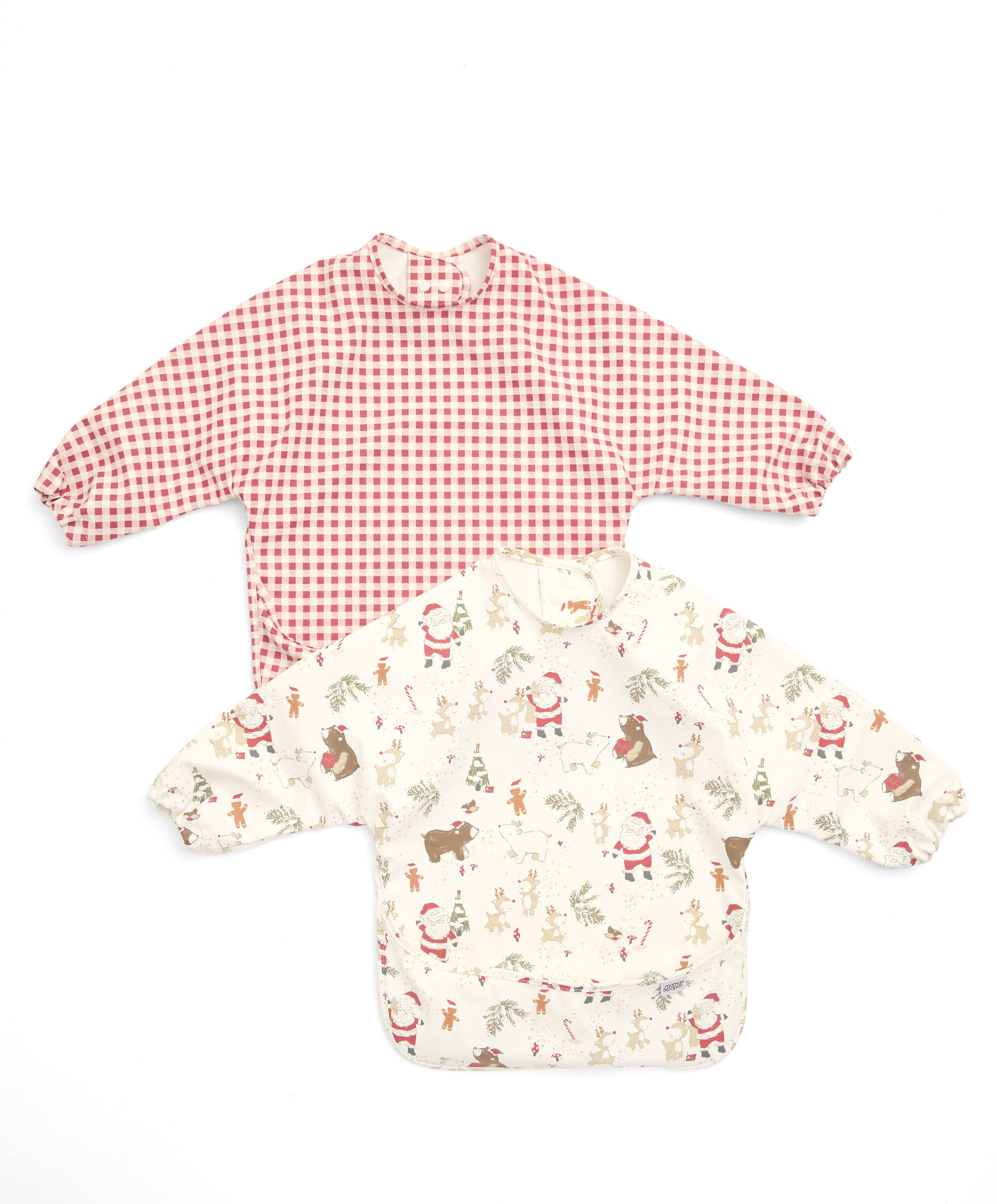 Xmas 2Pk Long Slv Bibs - Santa & Fri image number 1