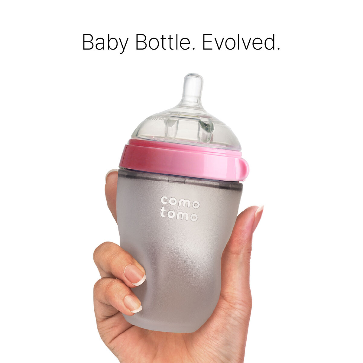 Comotomo Natural Feel Baby Feeding Bottle Pink & White - 250 ml image number 2