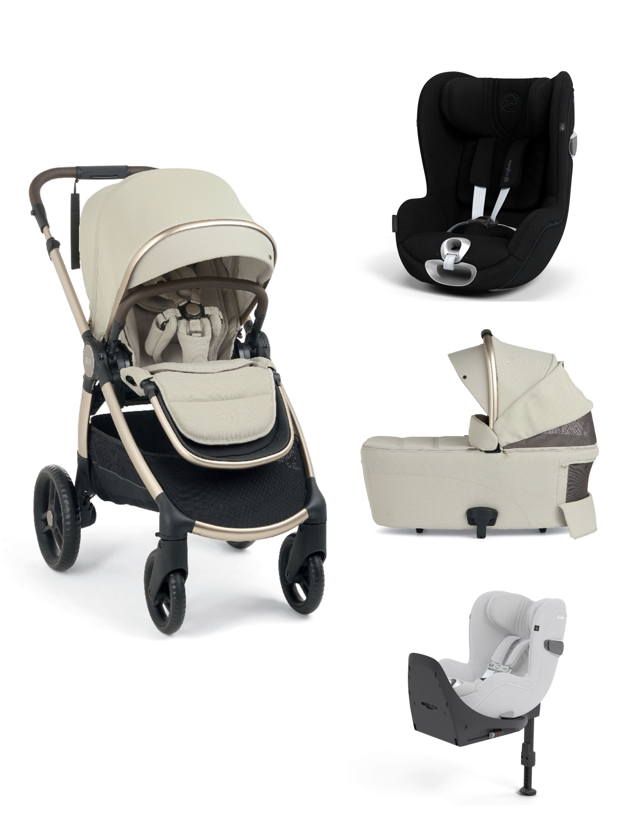 Ocarro 2 Pushchair and Carrycot Bundle with Cybex Car Seat and Base (4 Pieces) - Shell image number 1