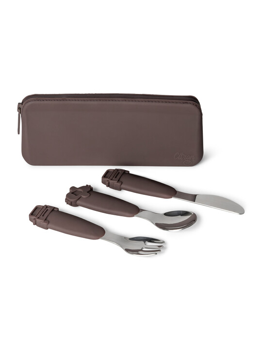 Citron Silicone Cutlery Set with Pouch Plum image number 1