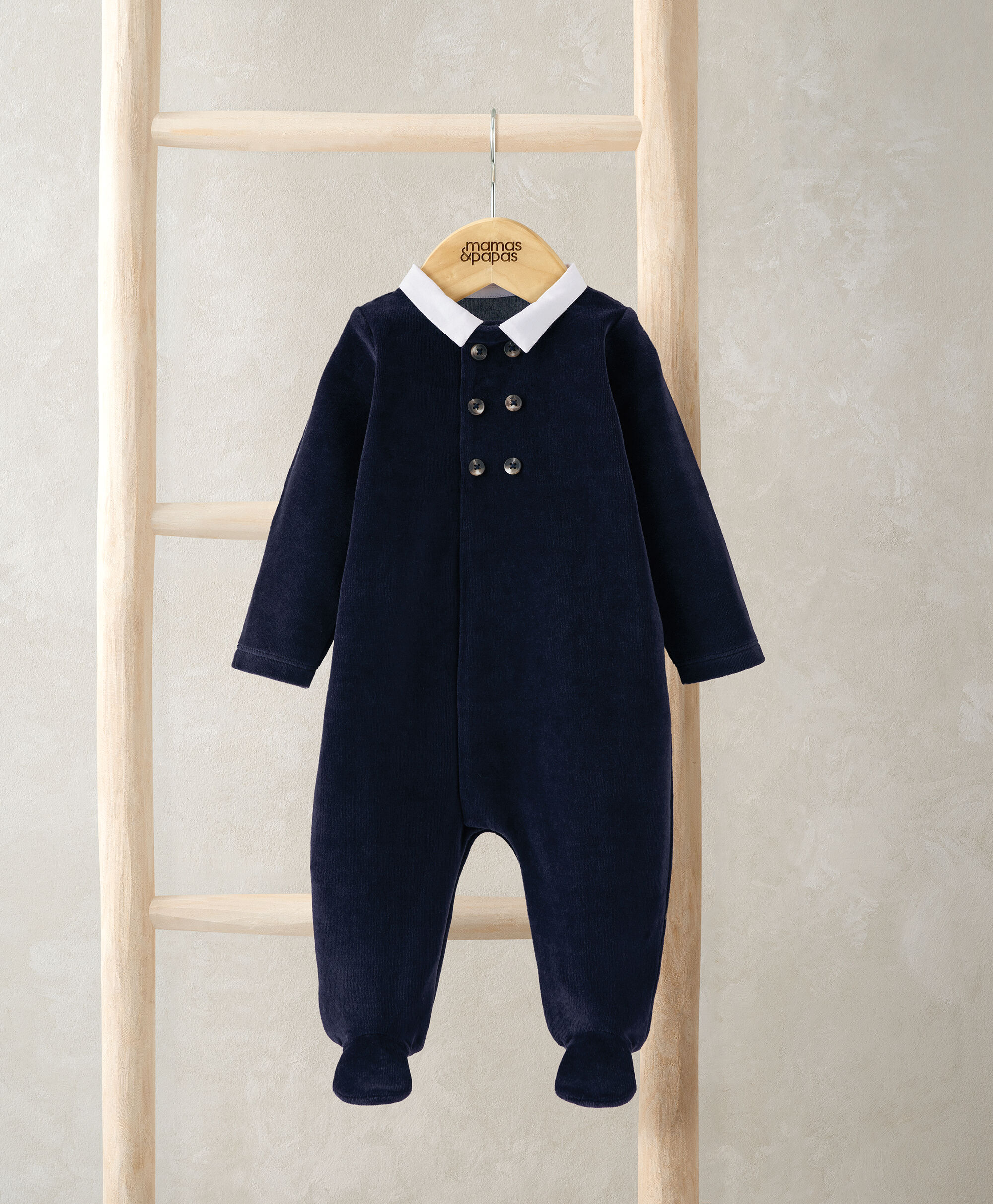 Blue Velour Sleepsuit image number 1