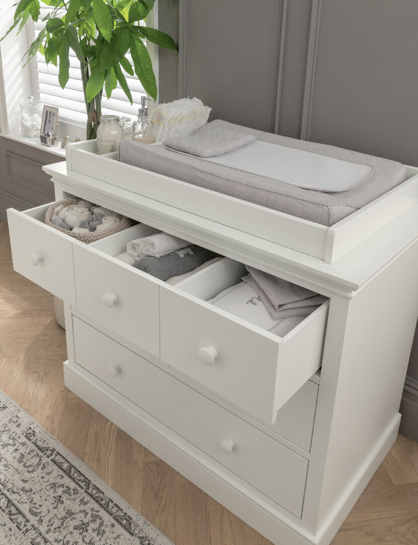 Oxford Wooden 6 Drawer Dresser &amp; Baby Changing Unit - White image number 3