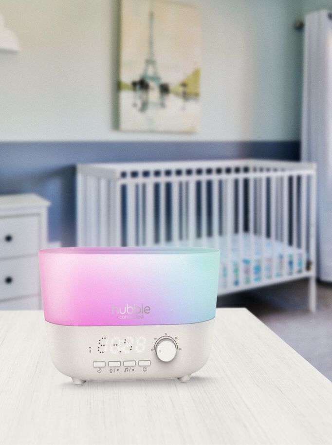 Hubble Mist, 5-in-1 Humidifier with Aroma Diffuser, Bluetooth Speaker, Night Light and Digital Clock - White image number 3