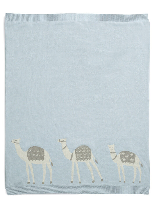 Knitted Blanket (70x90cm) - Blue Camel image number 1