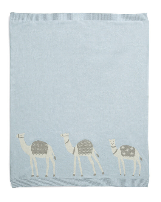 Knitted Blanket (70x90cm) - Blue Camel image number 1
