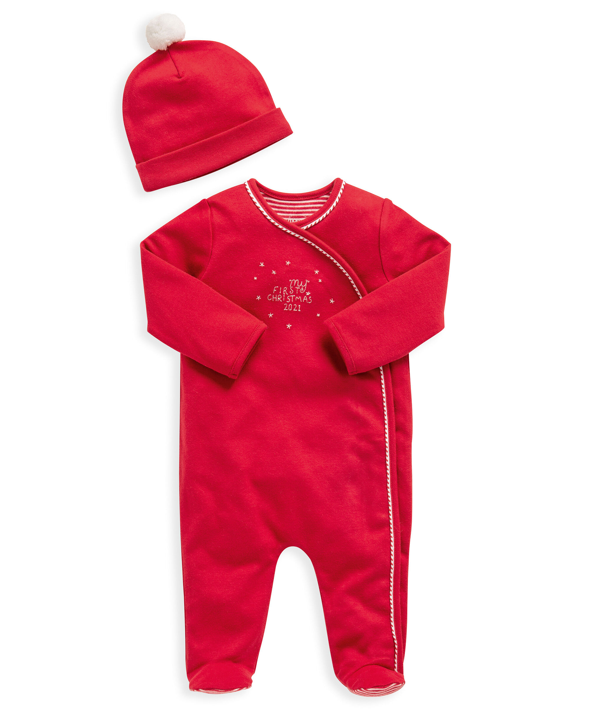 My 1st Christmas Red All-In-One & Hat image number 1