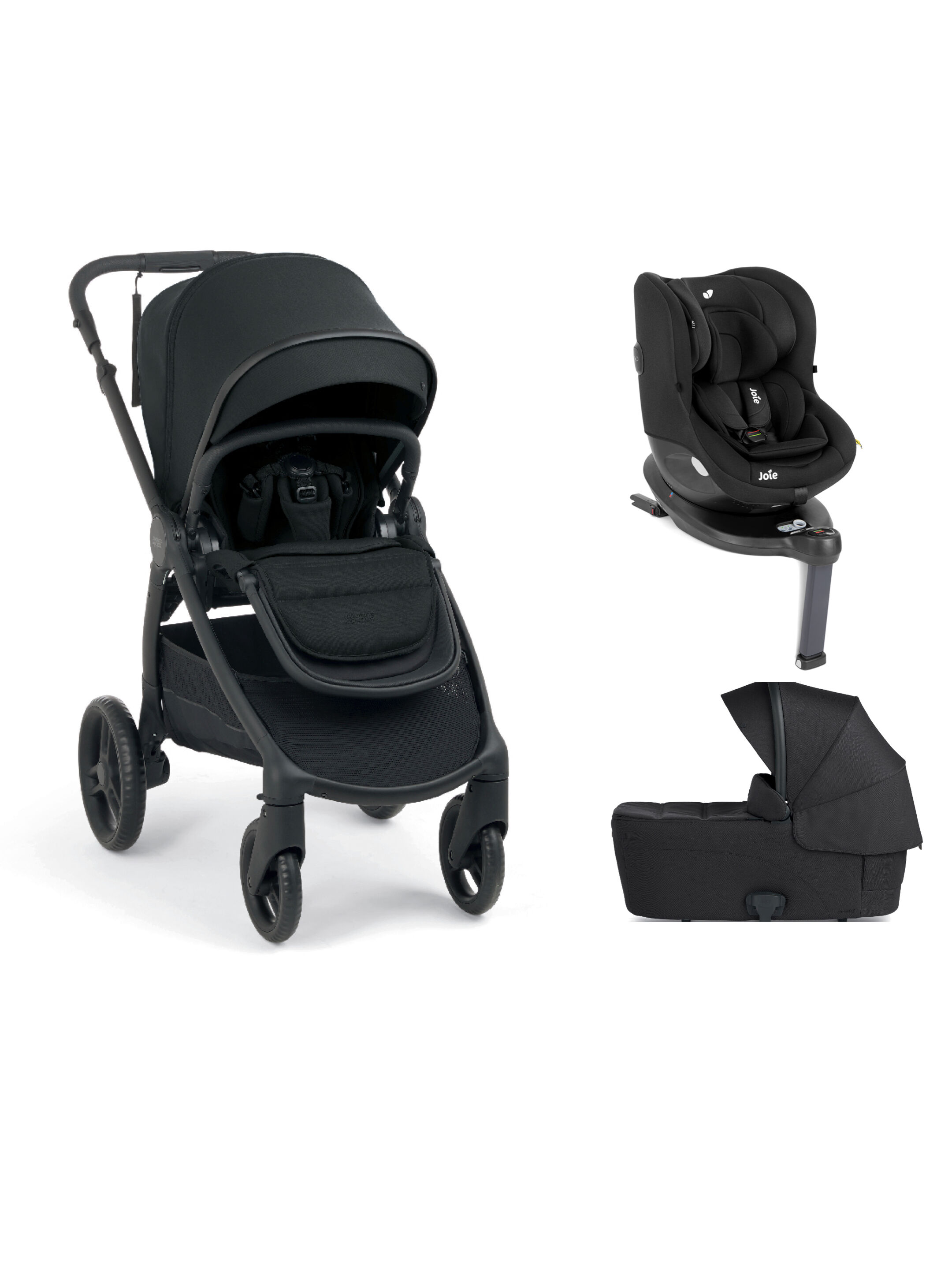 Ocarro 2 Pushchair and Carrycot Bundle with Joie i-Spin 360 Car Seat (3 Pieces) - Eclipse