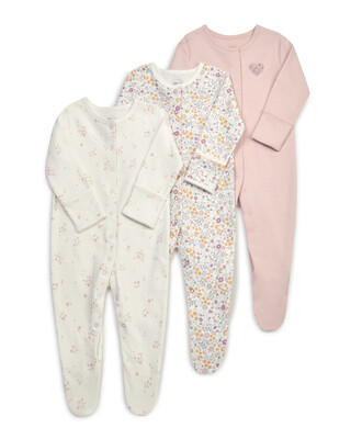 Floral Jersey Cotton Sleepsuits 3 Pack