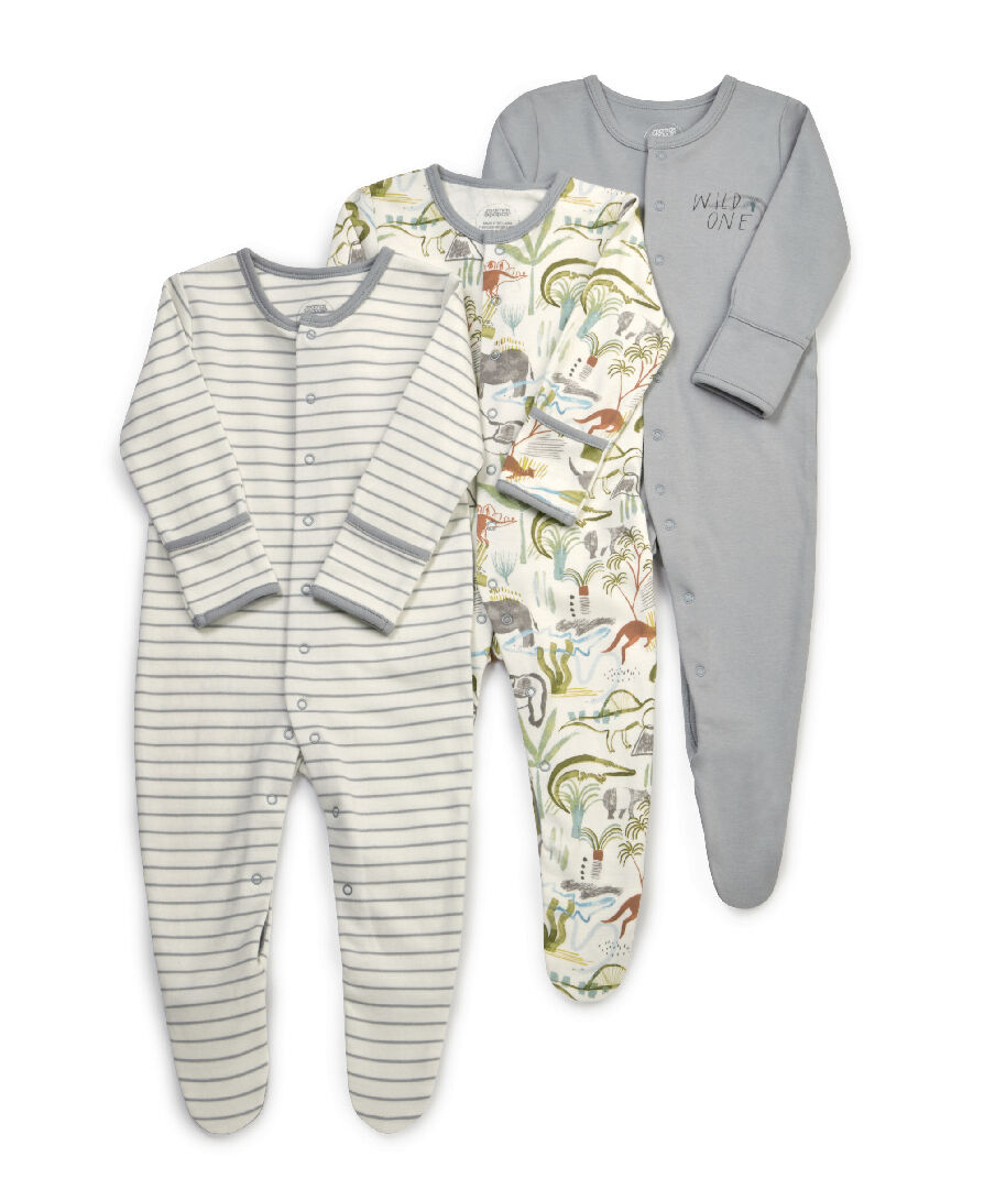 Safari Sleepsuits 3 Pack image number 1