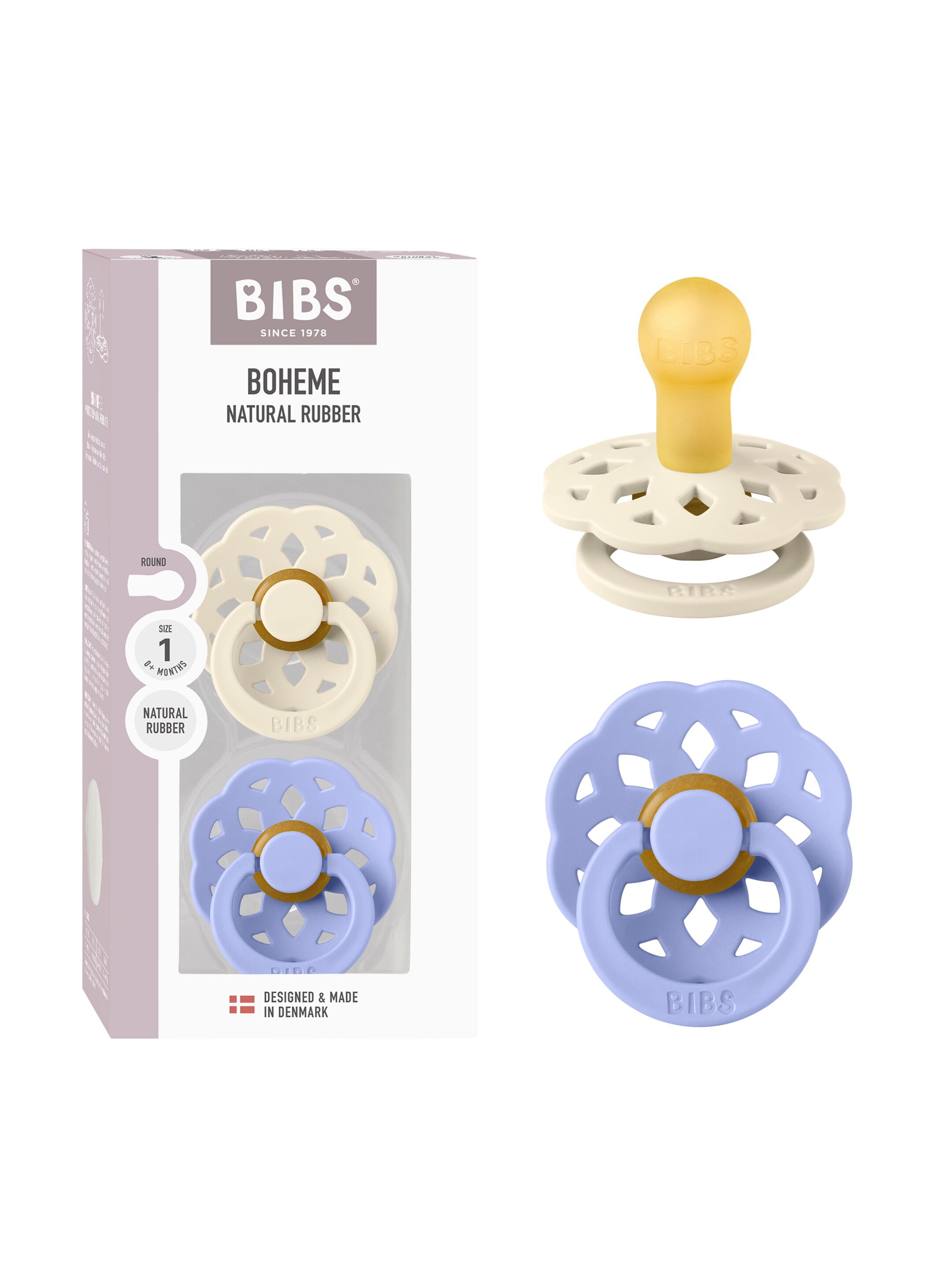 BIBS Pacifier Boheme 2 PACK Latex Size 1 Ivory/Hush image number 1