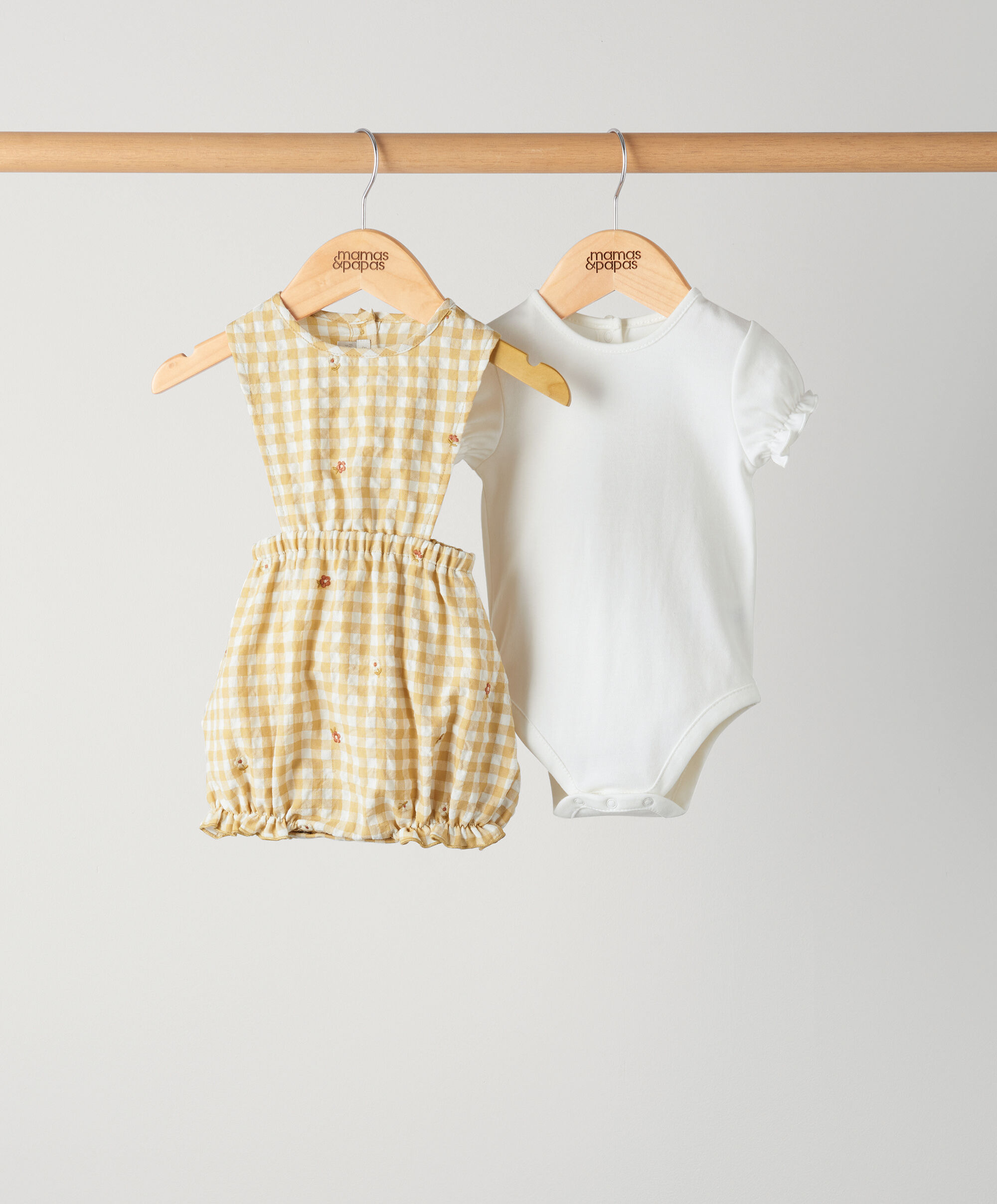 Yellow Gingham Romper Set - 2 Piece set image number 1