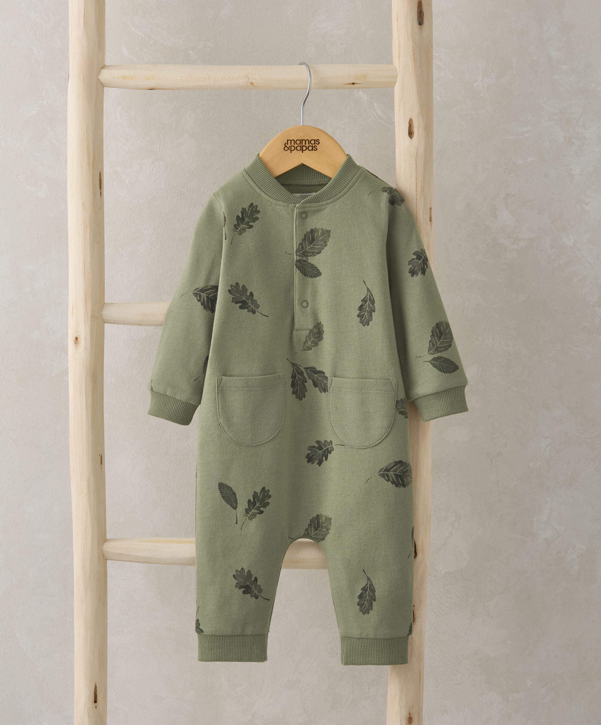 Leaf Sweat Romper - Green image number 1