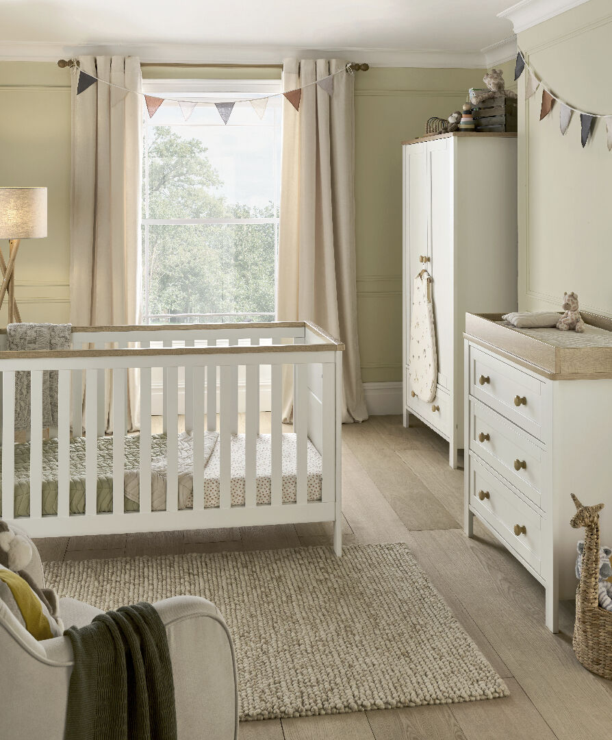 Wedmore 3 Piece CotBed With Dresser Changer and Wardrobe - White/Oak image number 1