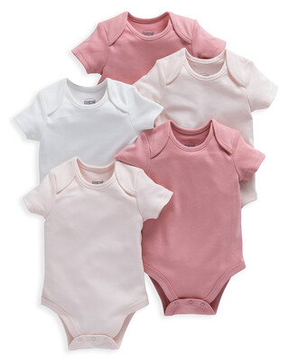 Pink Short Sleeved Bodysuits - 5 Pack