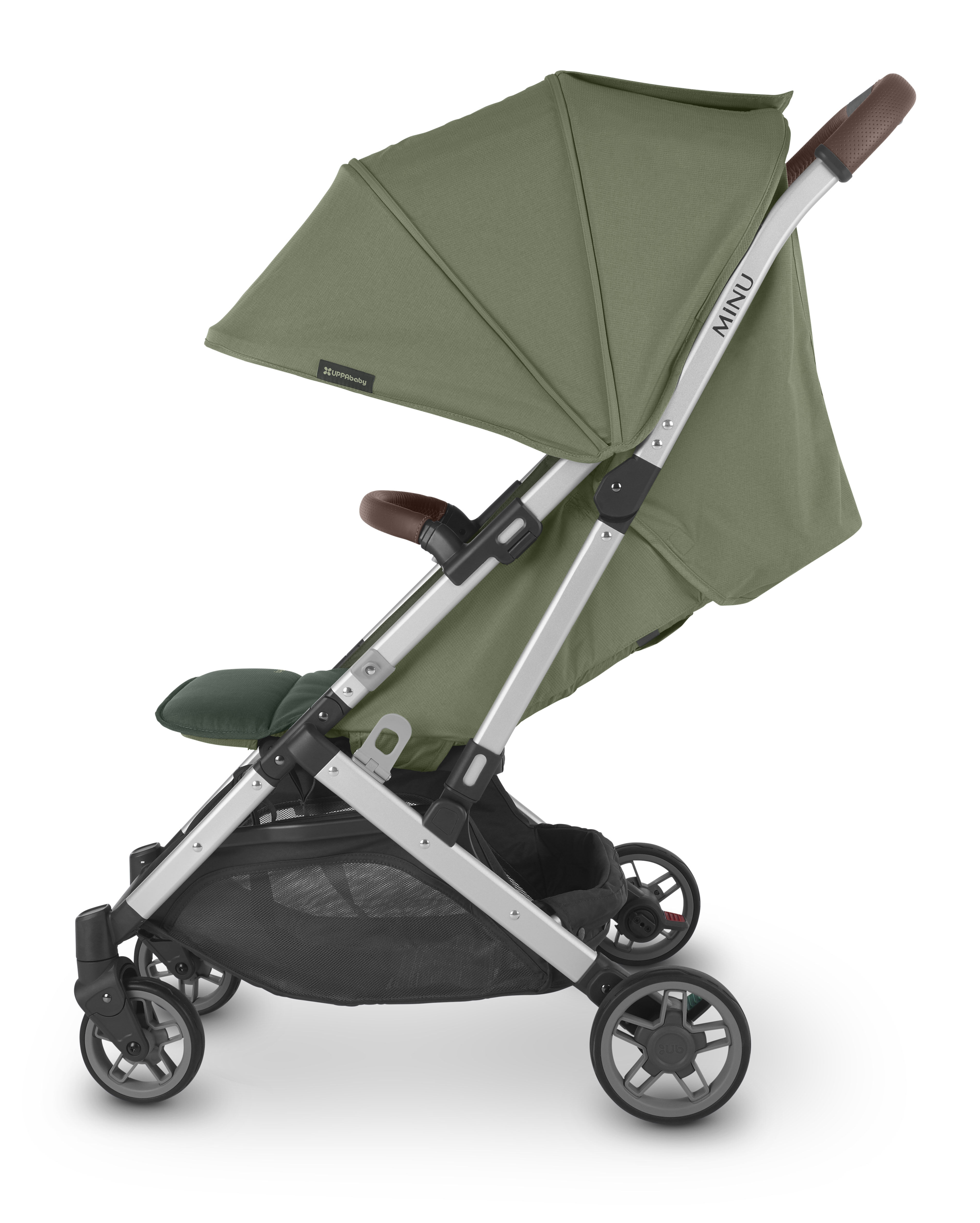 Minu V2 Stroller - Emelia - Sage Green M&eacute;lange | Silver Frame | Chestnut Leather image number 1