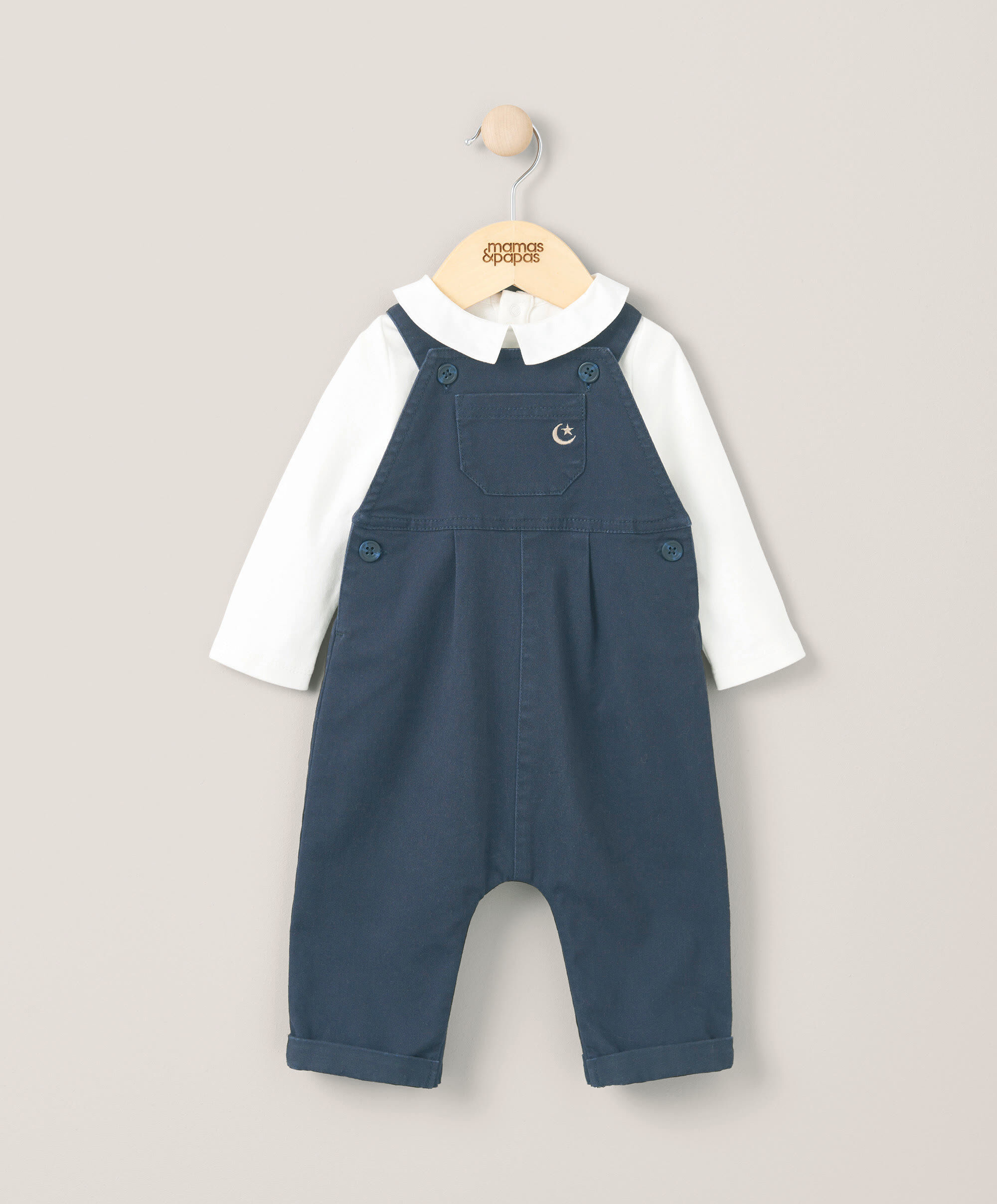Eid Woven Dungarees & Bodysuit - Blue image number 1
