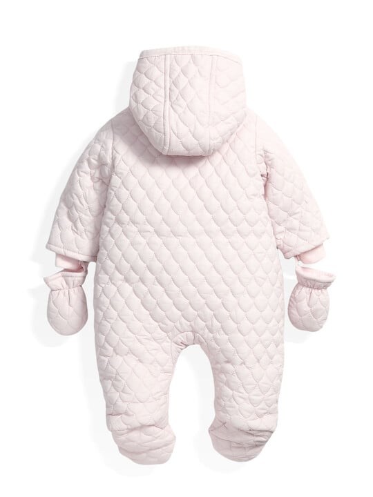 Quilted Pramsuit Pink- New Born image number 4