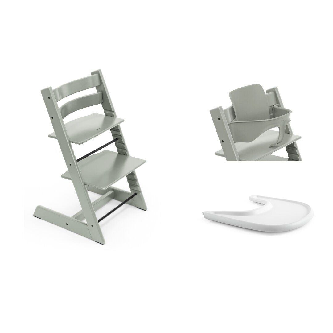 Stokke Tripp Trapp High Chair Fjord Blue + Baby Set + Tray (3 pieces)