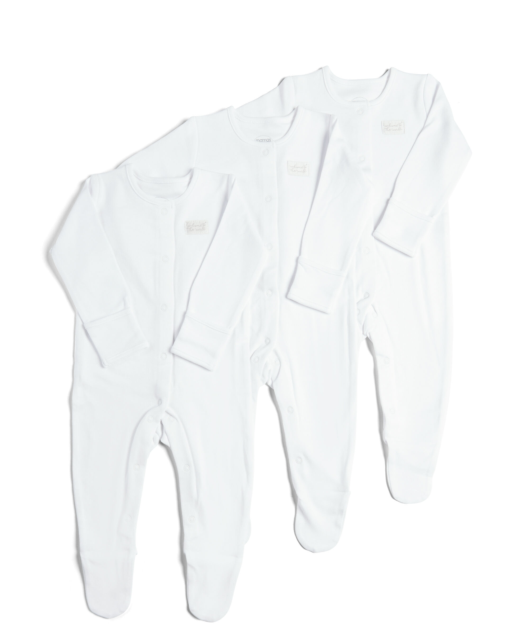 3 Pack of White Sleepsuits image number 1