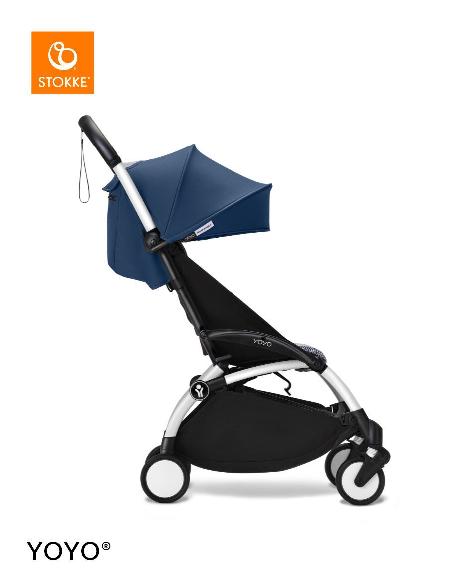 Stokke YOYO3 White Frame with 6+ Color Pack - Air France Blue & Cup Holder (3 Pieces)
