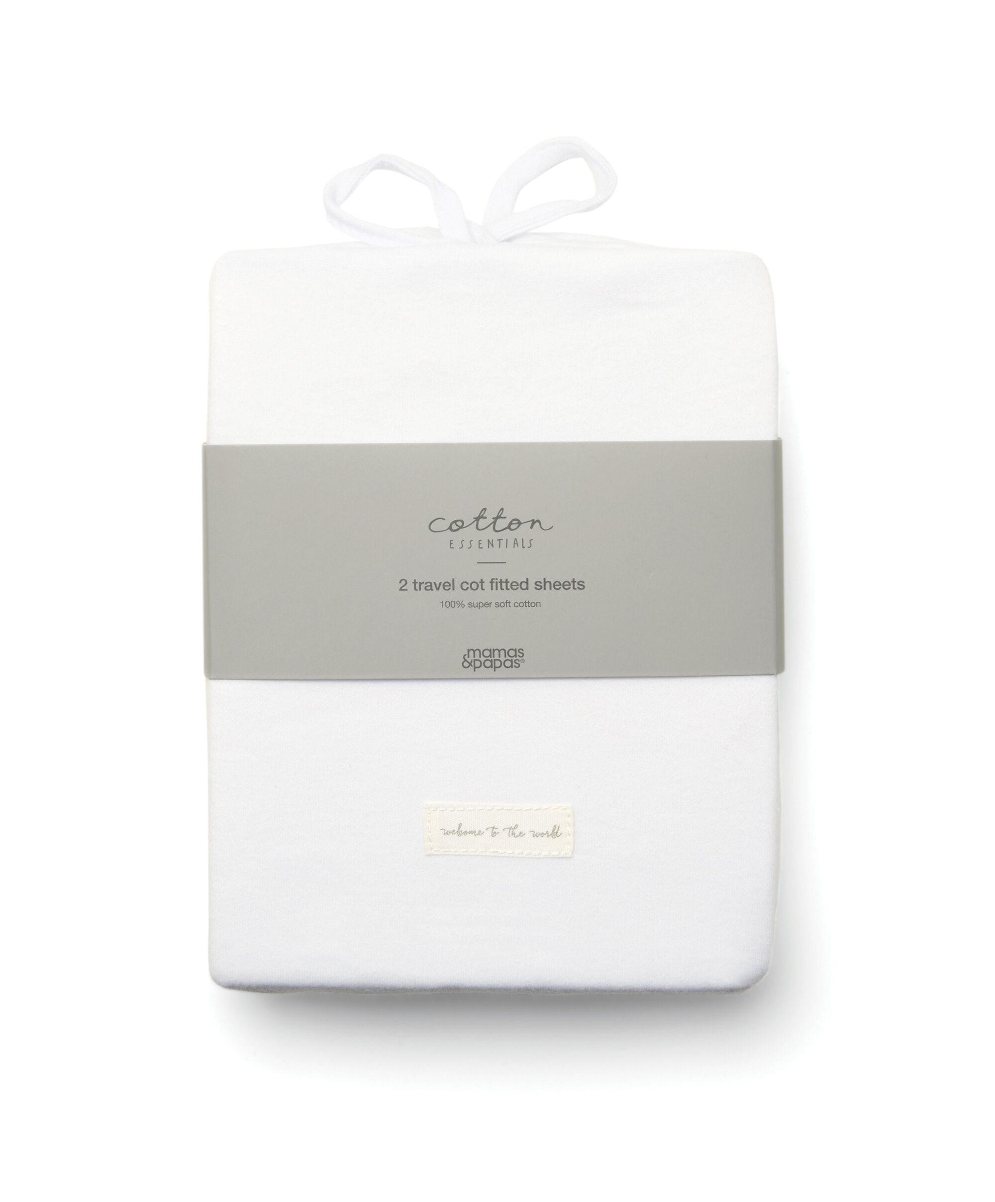 Travel Cot Fitted Sheets (2 Pack) - White image number 2