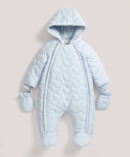 Quilted Pramsuit Blue- 0-3 image number 2