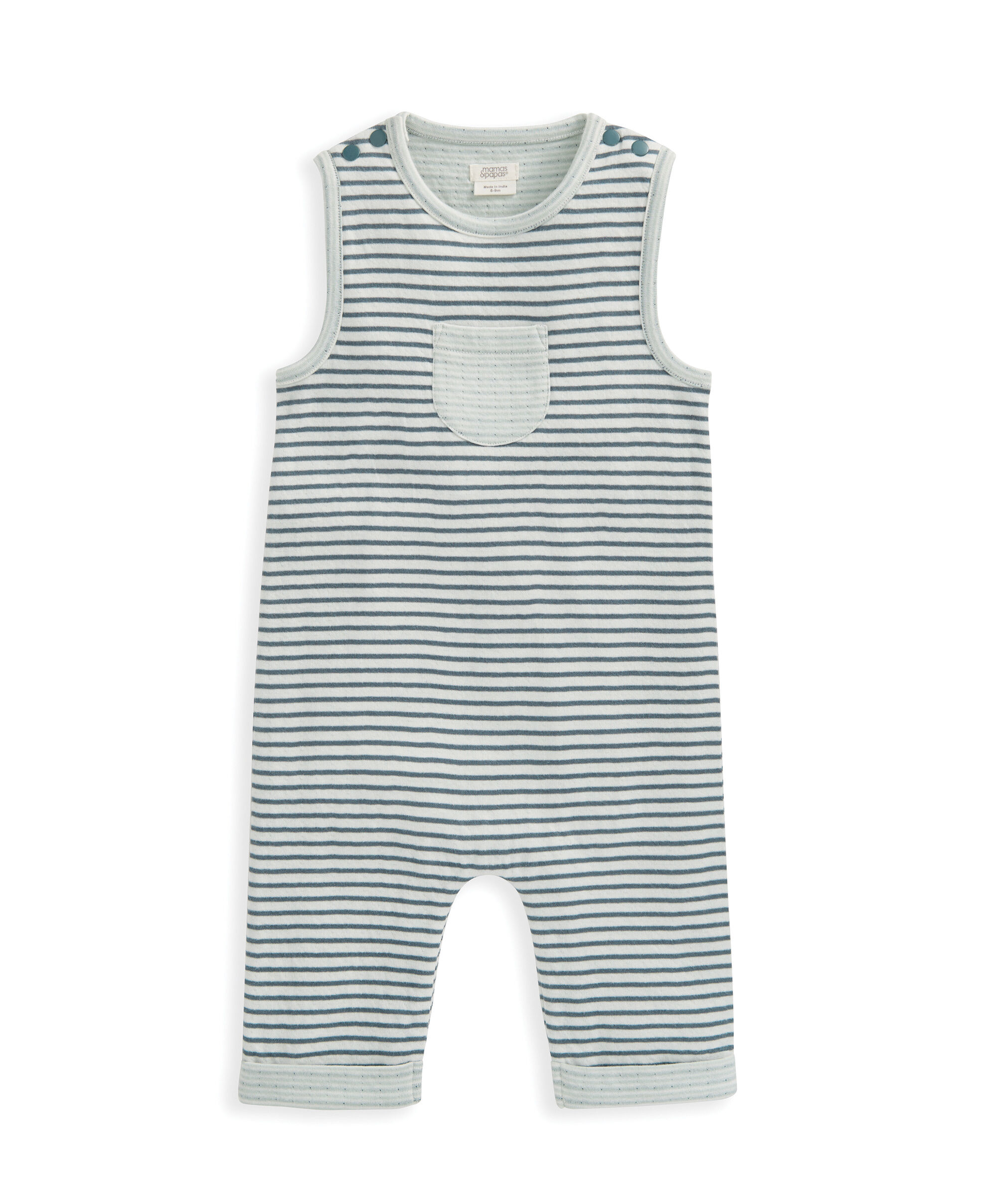 Stripe Dungarees & Bodysuit Outfit Set - Blue image number 3