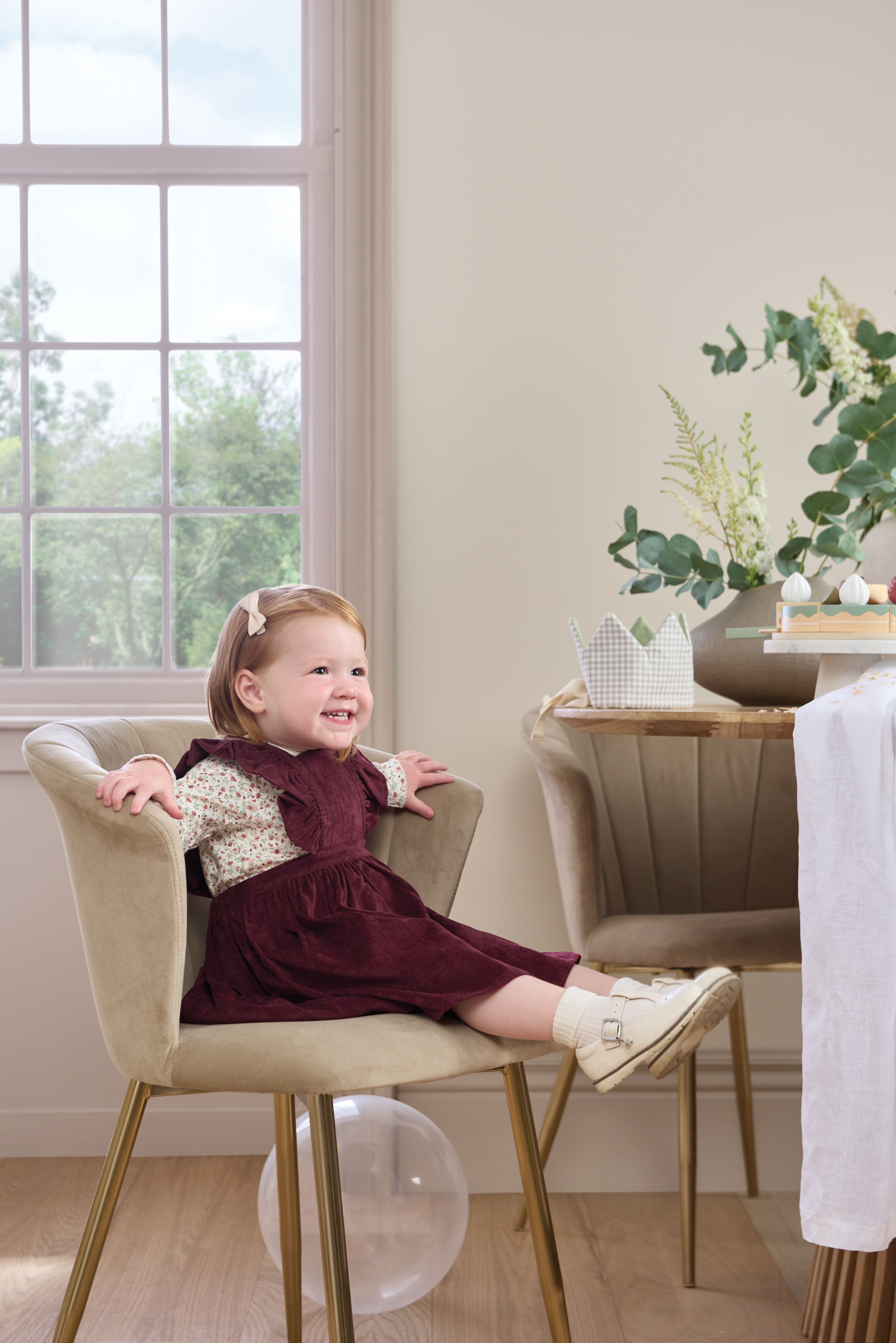 2 Piece Winter Ditsy Floral Bodysuit & Pinafore Dress Set image number 7