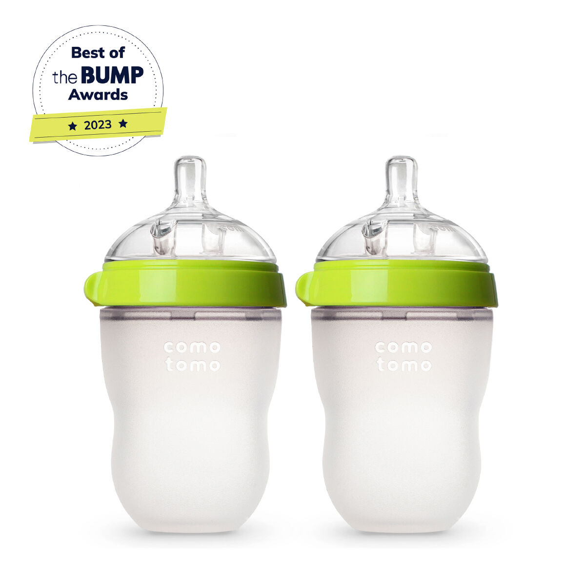 Comotomo Natural Feel Baby Feeding Bottle Green & White - 2 pcs x 250 ml