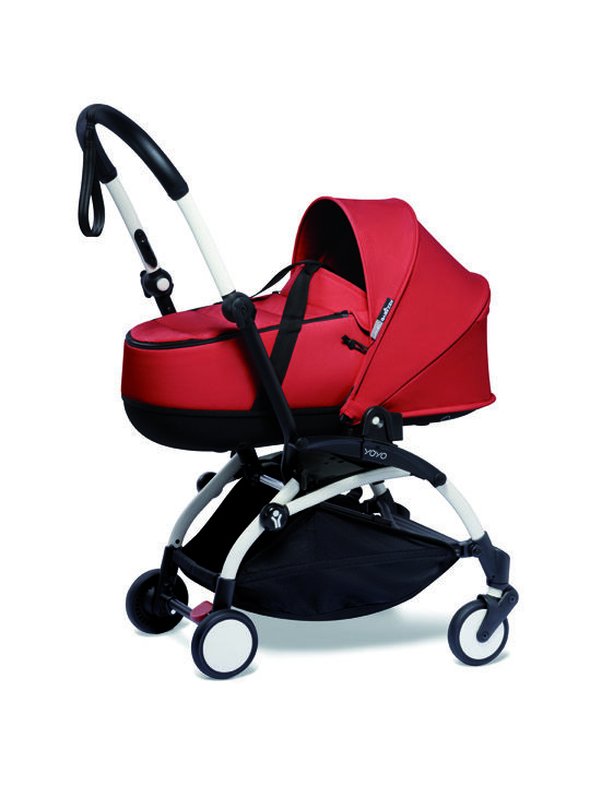 YOYO2 Stroller White Frame with Red Bassinet image number 1