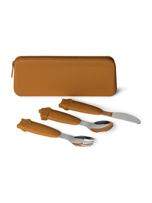 Citron Silicone Cutlery Set with Pouch Caramel